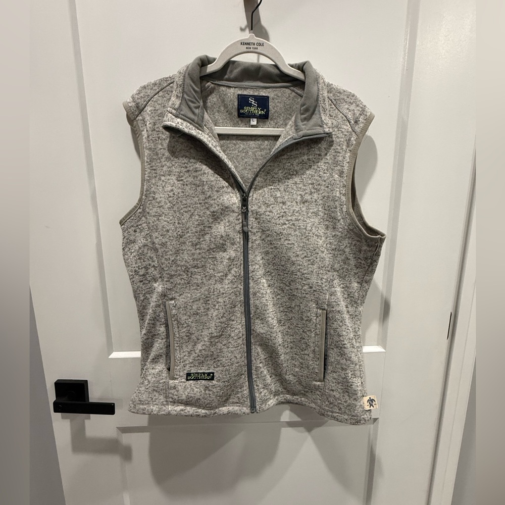 Simply Southern Heather Gray Fleece Vest size Large
